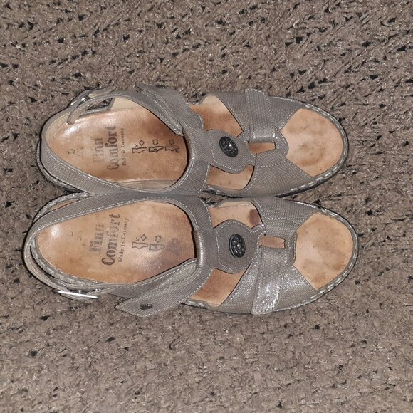 FINN COMFORT-Adana-Metallic Grey Textured Leather-UK Size 5.5D-7.5 US-Excellent - Picture 7 of 8